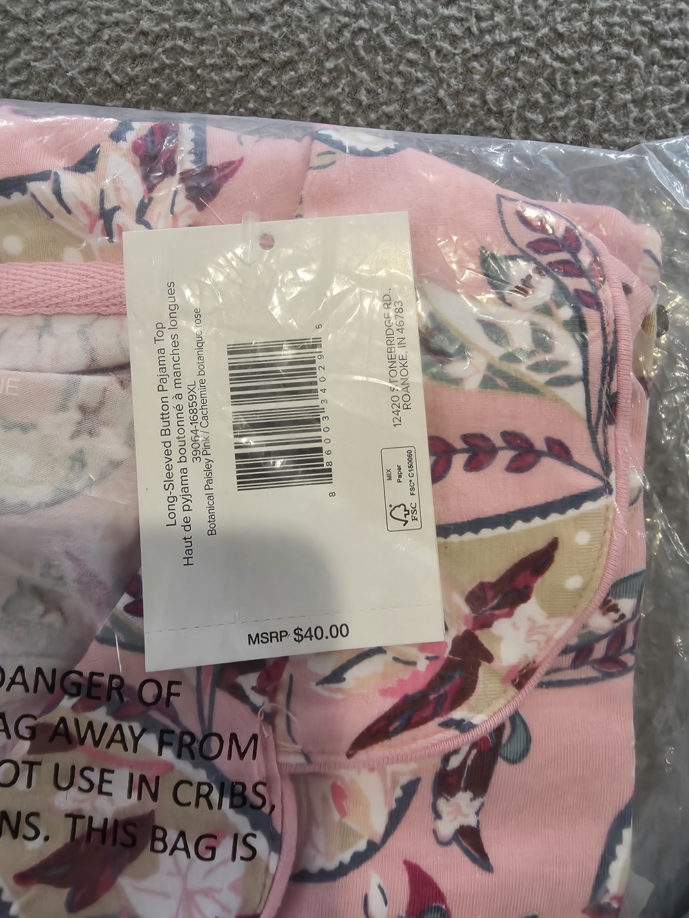 NWT Vera Bradley Paisley Pink PJ Shirt (Button Down) & Lavender Paisley PJ Pants - Picture 3 of 4